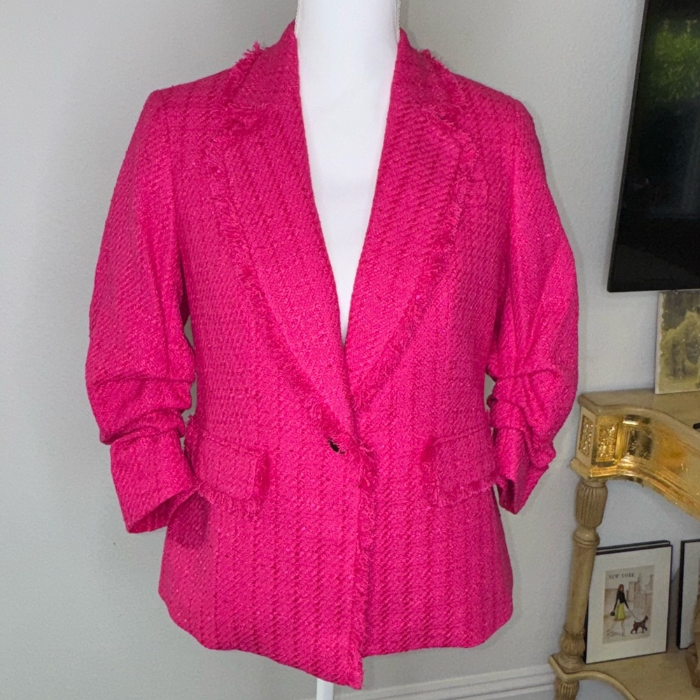 Anne Klein Pink Tailored Blazer with Notched Lapel
